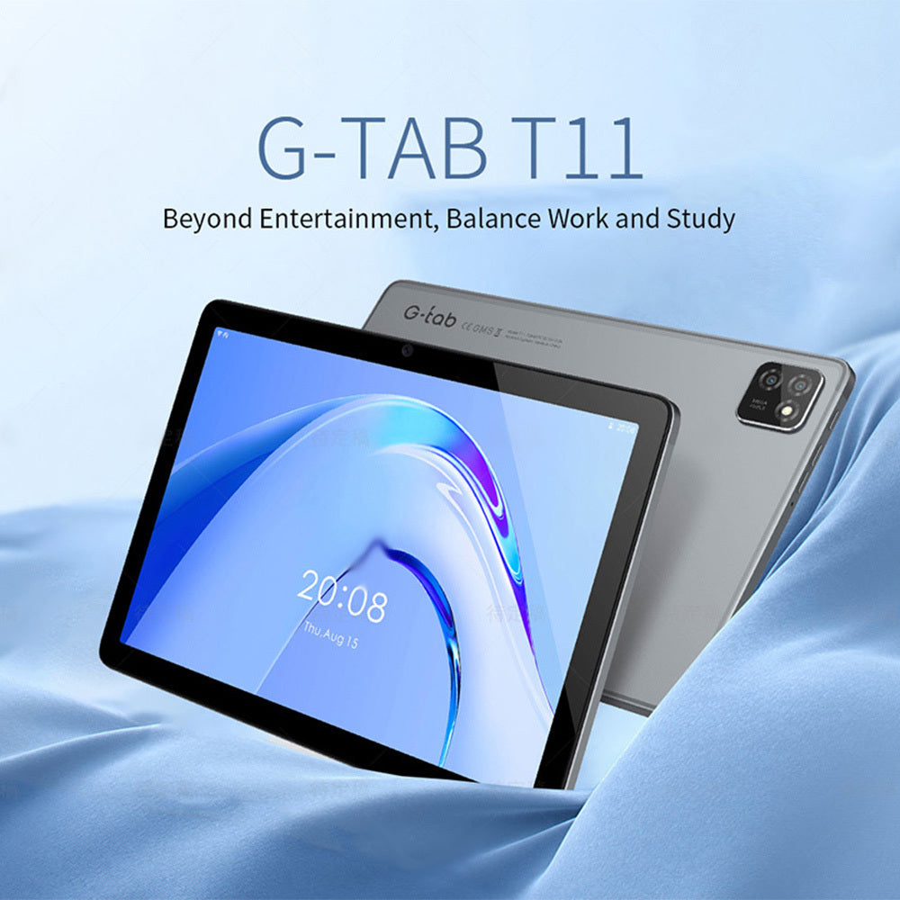 G-tab T11 Android 14 Tablet 10.1 Inch 1280&800 IPS Screen Unisoc T606 8 Core Max 1.6GHz 8GB RAM 4GB&4GB Expansion128GB ROM 2.4&5GHz WiFi Bluetooth 5.0 6580mAh Battery 8MP&13MP Camera Dual 4G